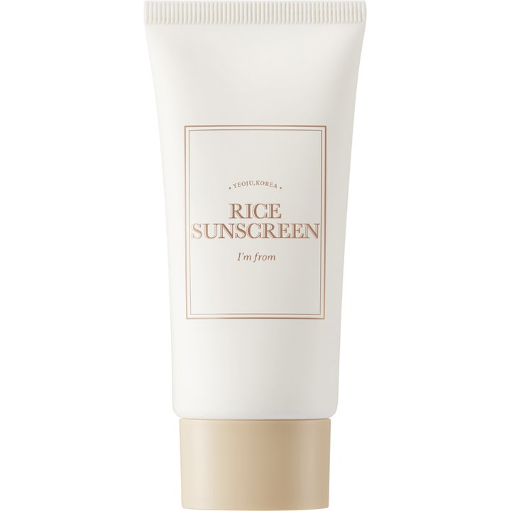 I'm from Rice Sunscreen 50ml beskyttende solcreme i hvid plasttube med stilrent beige skruelåg