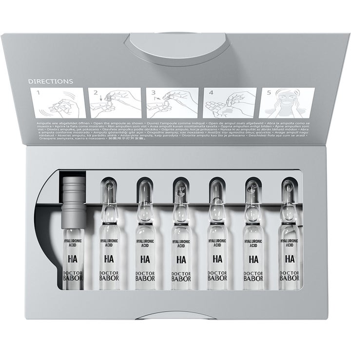 Babor DOC 10D Hyaluronic Acid Ampoule Serum 14 ml fugtgivende serum i syv glasampuller i en sølvæske med vejledning