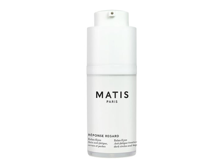 Matis Réponse Regard Relax-Eyes øjencreme mod mørke rande i en hvid minimalistisk pumpeflaske