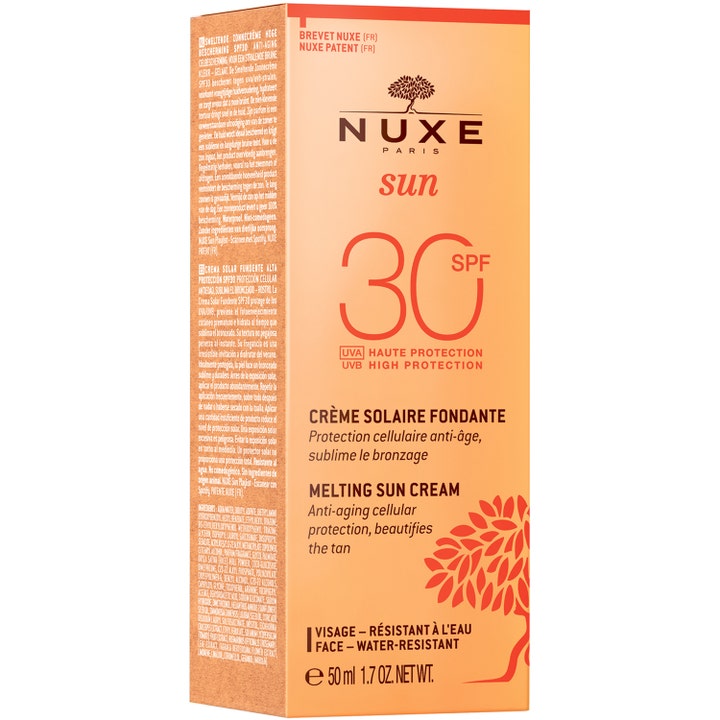 Nuxe Sun Delicious Cream for Face 50 ml anti-aging ansigtssolcreme spf 30 i orange og hvid papæske