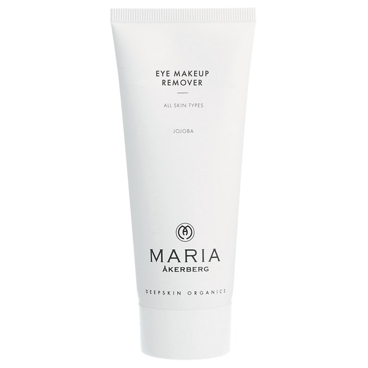 Maria Åkerberg Eye Makeup Remover øjenmakeupfjerner i hvid tube med plejende jojobaolie der renser blidt.