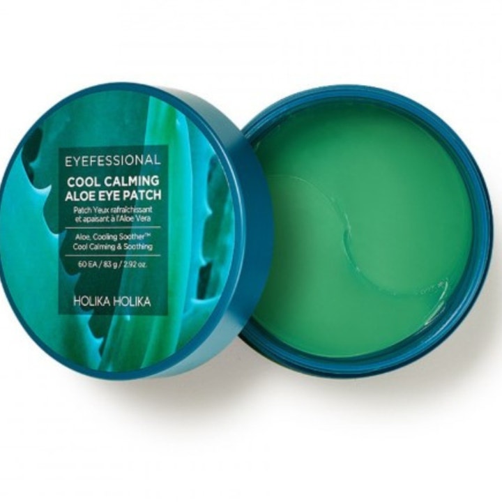 Holika Holika Eyeprofessional Cool Calming Aloe Eye Patch 60 stk beroligende øjenmaske i blå krukke med grønne gel-patches