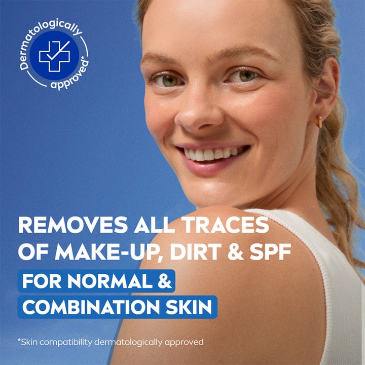 NIVEA Refreshing Cleansing Wipes 25 stk makeupfjerner fjerner snavs og SPF vist med en kvinde med ren, frisk hud.