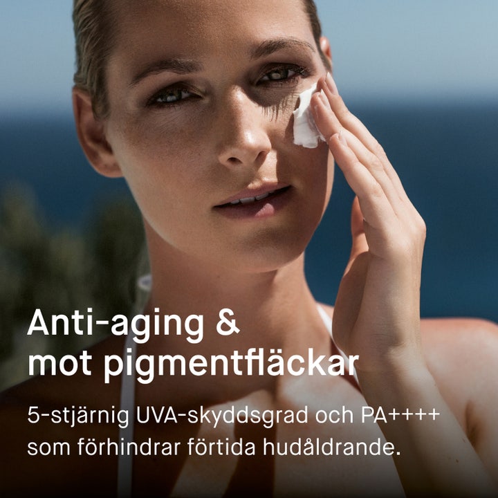 EVY Technology Melanoma Awareness Defence Face Mousse 75 ml svedresistent solcreme vist med løbende pige i solskin.