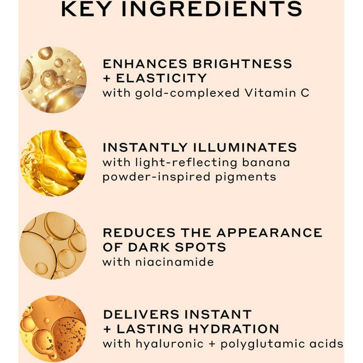 Ole Henriksen Truth Banana Bright + Instant Glow Moisturizer 50 ml dagcreme infografik med C-vitamin og niacinamid