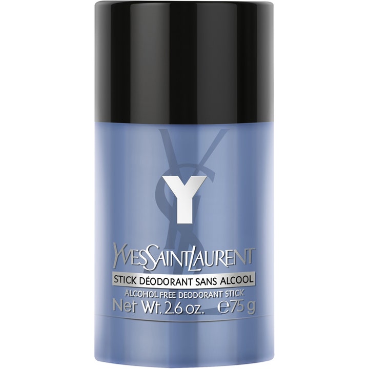 Yves Saint Laurent Y Deodorant Stick 75g alkoholfri beskyttelse i blå emballage med sort låg og sølvfarvet logo
