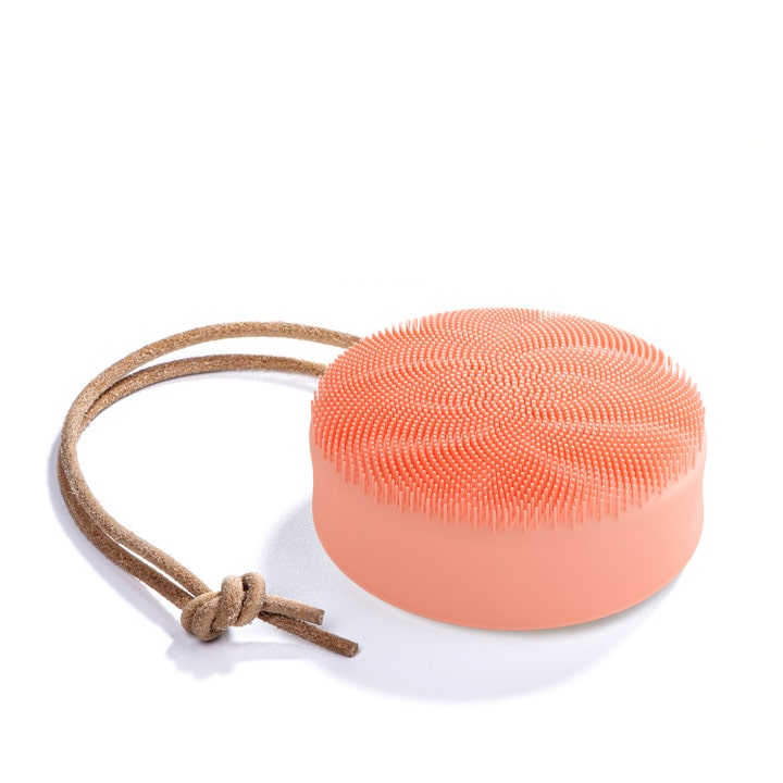Kitsch Silicone Face Scrubber 1 stk eksfolierende ansigtsbørste i ferskenfarvet silikone med brun snor