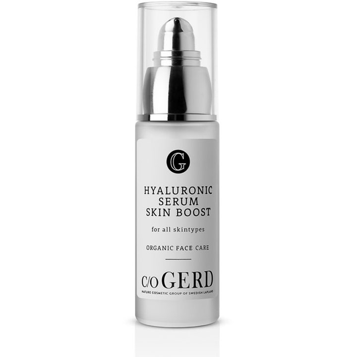 C/O Gerd Hyaluronic Serum Skin Boost 30 ml fugtgivende ansigtsserum i frostet glasflaske med sølvpumpe