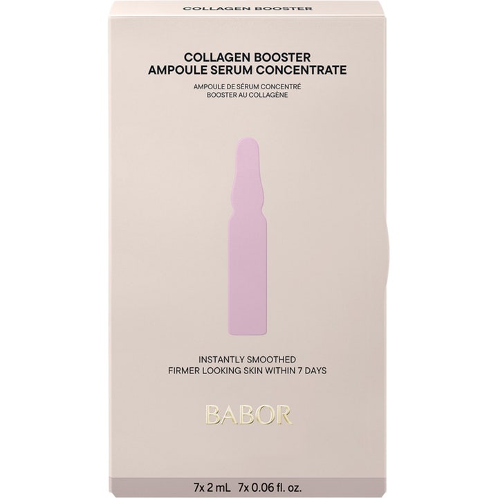 Babor Ampoule Collagen Booster 14 ml opstrammende serum i beige æske med lilla ampul-silhuet