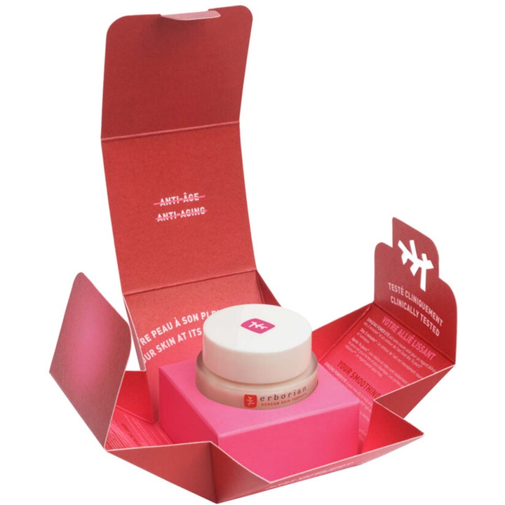 Erborian Ginseng Power Eye 15 ml anti-aging øjencreme i krukke vist i en åben rød æske