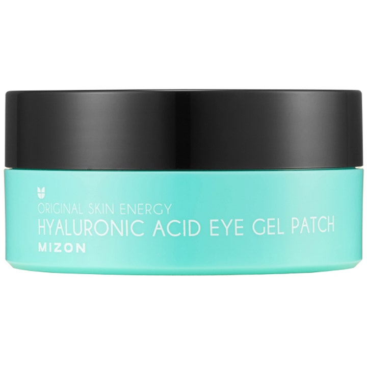 Mizon Hyaluronic Acid Eye Gel Patch 60 stk fugtgivende øjenmaske i turkis krukke med sort låg