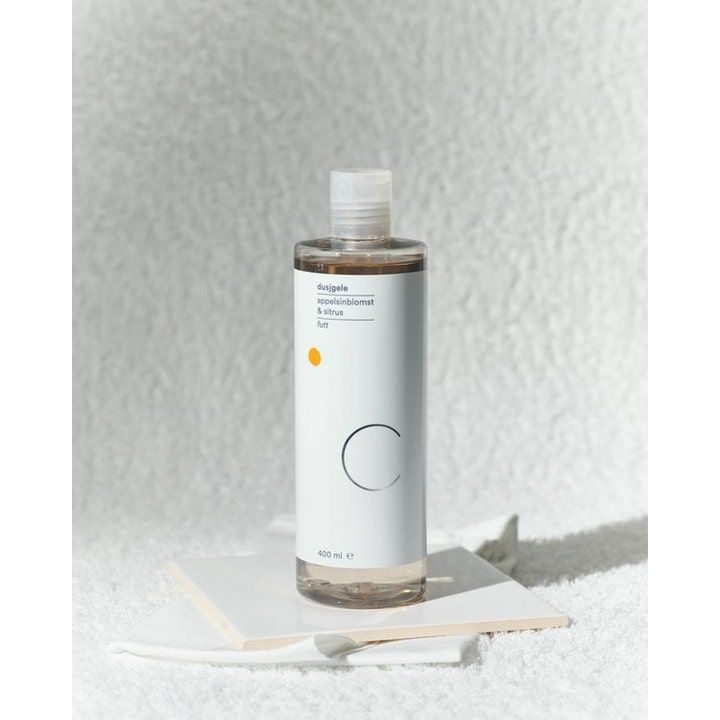 Csoaps Shower Gel Orange & Lemon 400 ml opfriskende bodyshampoo i klar flaske med hvid etiket