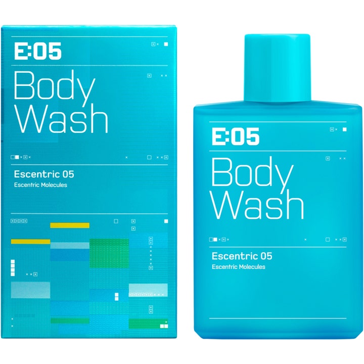 Escentric Molecules Escentric 05 Body Wash 200 ml opfriskende bodywash i turkis plastflaske og matchende æske