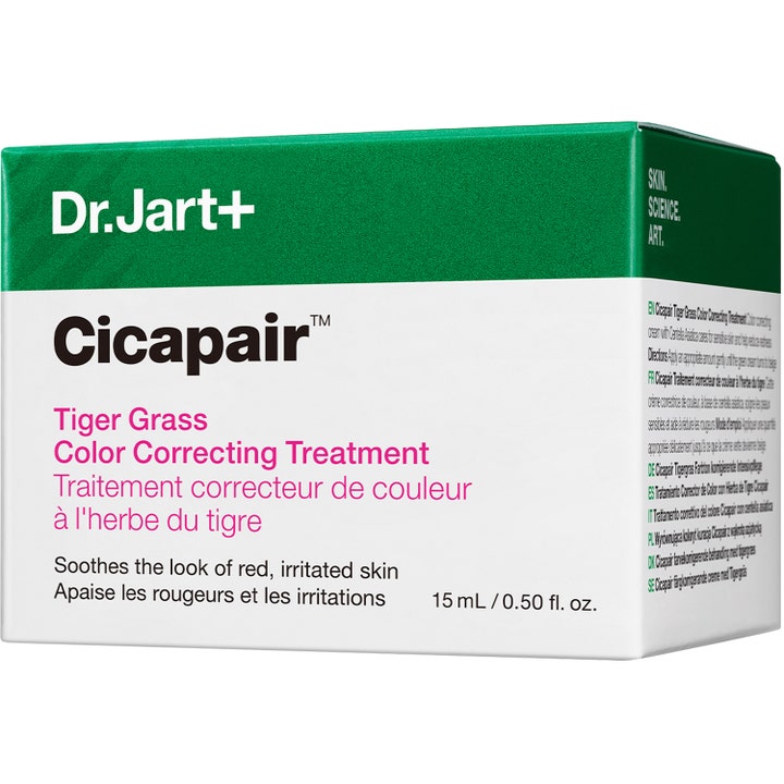 Dr.Jart+ Cicapair Tiger Grass Color Correcting Treatment 15 ml beroligende dagcreme mod rødme i hvid og grøn æske