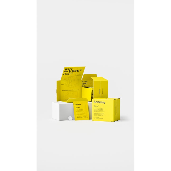 Niche Beauty Lab Acnemy Zitless 5 stk spot treatment mod urenheder vist med gule æsker og produktinfo