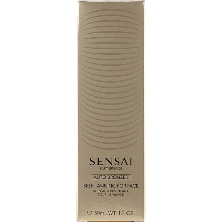 Sensai Silky Bronze Self Tanning For Face 50 ml selvbruner i elegant bronzefarvet æske med bølgeformet mønster.