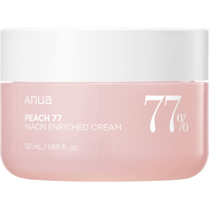Anua Peach 77 Niacin Enriched Cream 50 ml fugtgivende ansigtscreme der giver glød i lyserød krukke med hvidt låg