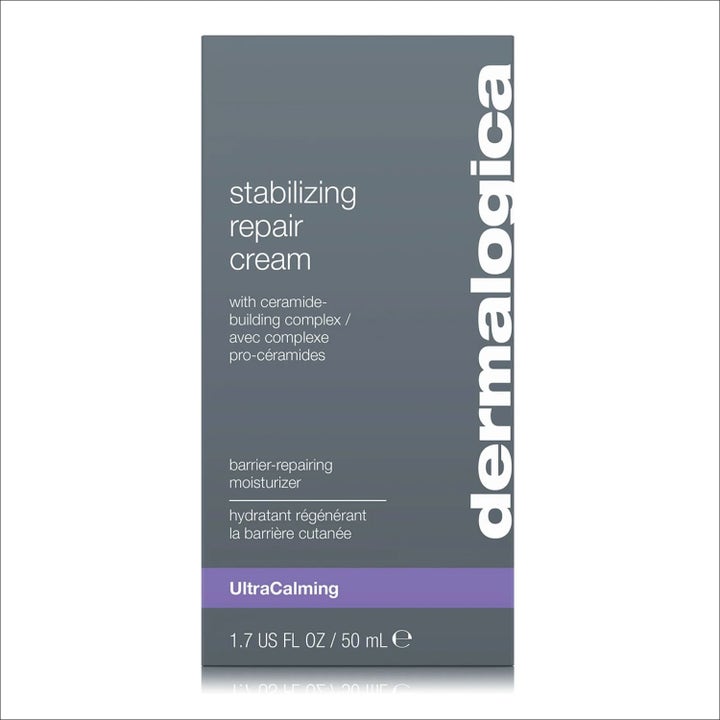 Dermalogica Stabilizing Repair Cream 50 ml beroligende ansigtscreme i grå emballage med lilla UltraCalming tekst.