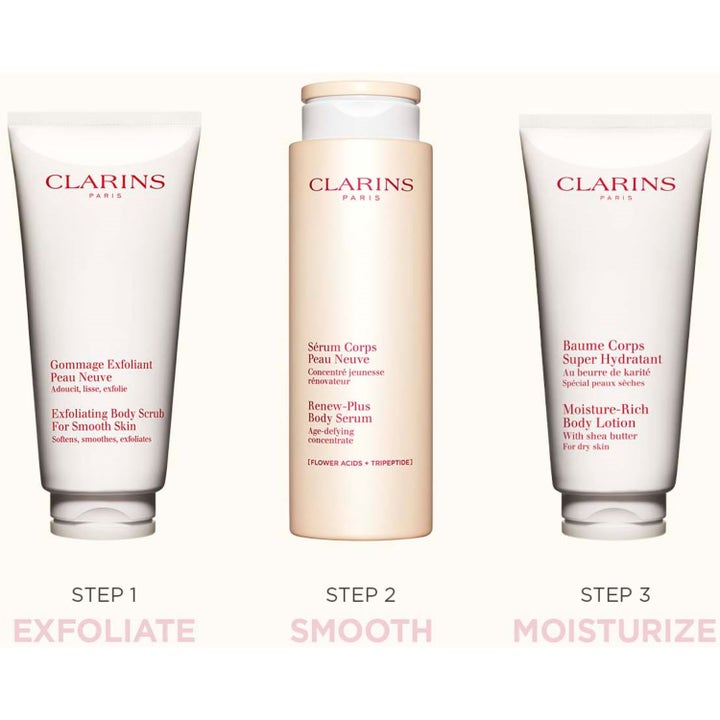 Clarins Exfoliating Body Scrub 200 ml kropspleje i en 3-trins rutine der eksfolierer udglatter og fugter huden