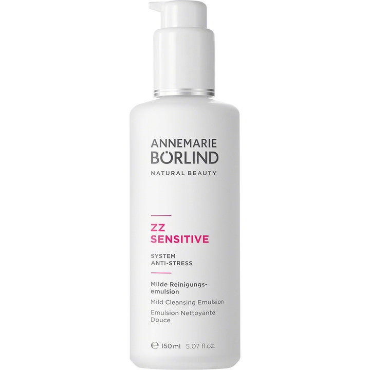 Annemarie Börlind ZZ Sensitive 150 ml beroligende ansigtsrens i hvid plastflaske med praktisk pumpe