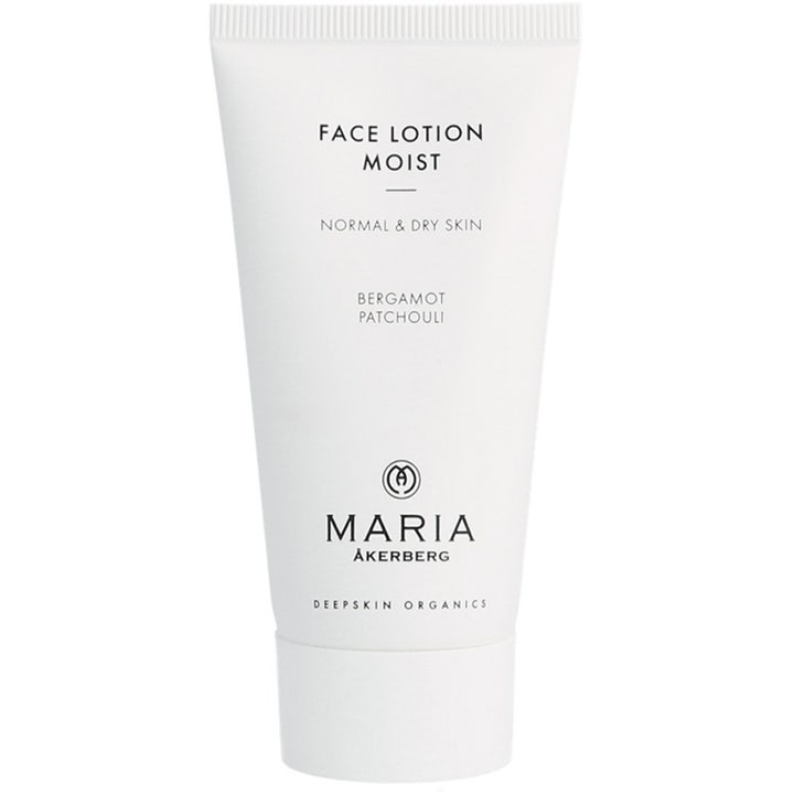 Maria Åkerberg Face Lotion Moist fugtgivende ansigtscreme til tør hud i hvid tube med sort tekst