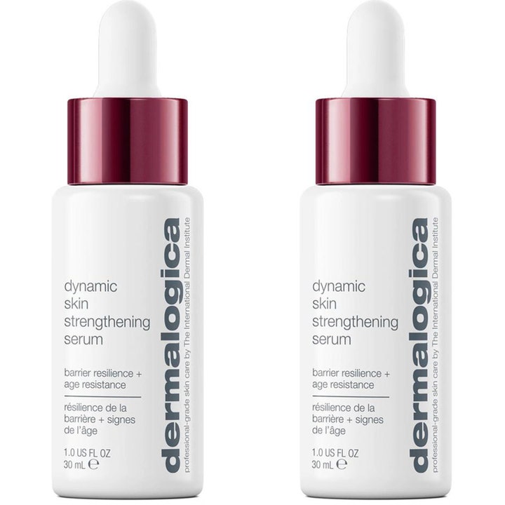 Dermalogica Dynamic Skin Strengthening Serum 30 ml styrkende serum i hvide flasker med bordeaux låg der styrker huden.