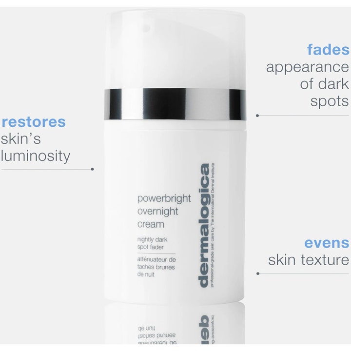 Dermalogica Powerbright Overnight Cream 50 ml natcreme i hvid pumpeflaske der lysner mørke pletter og udjævner huden