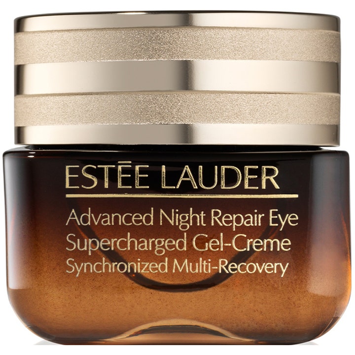 Estée Lauder Advanced Night Repair Eye 15 ml fugtgivende øjencreme i brun glaskrukke med riflet guldlåg
