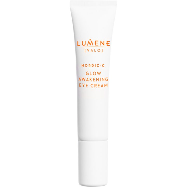 Lumene Nordic-C Glow Awakening Eye Cream 15 ml opfriskende øjencreme i hvid tube med orange og guld detaljer