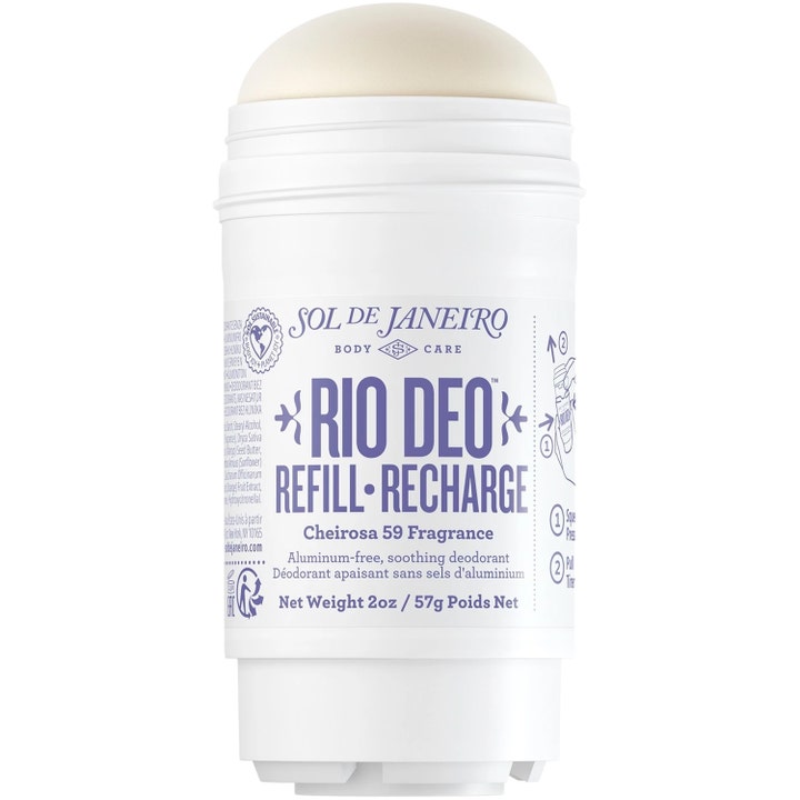 Sol de Janeiro Rio Deo Refill Cheirosa 59 57g beroligende deodorant i hvid stift med lilla tekst