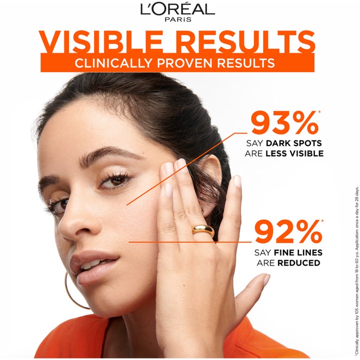 L'Oréal Paris Revitalift Clinical Daily UVA Fluid 50 ml solcreme viser model med synlige resultater mod mørke pletter