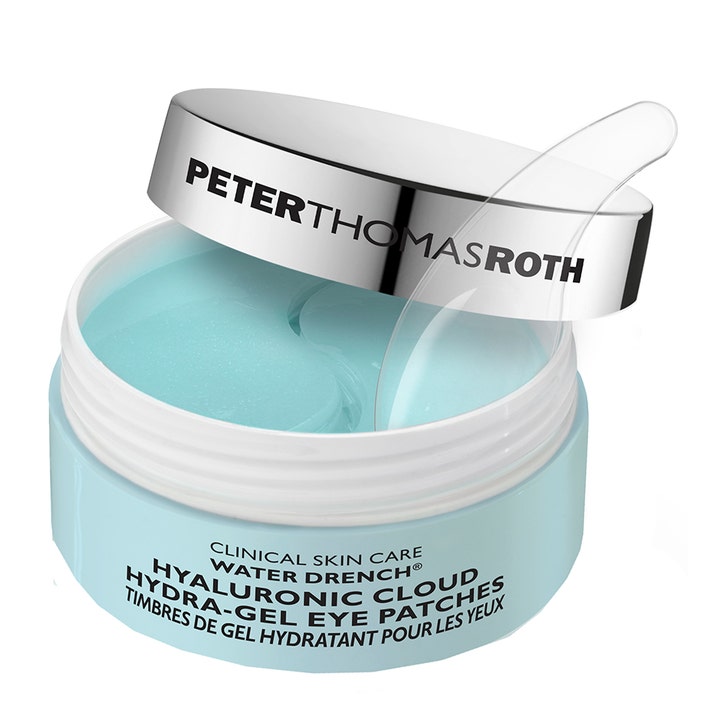 Peter Thomas Roth Water Drench 30 stk fugtgivende eye patches i lyseblå krukke med sølvlåg og klar spatel