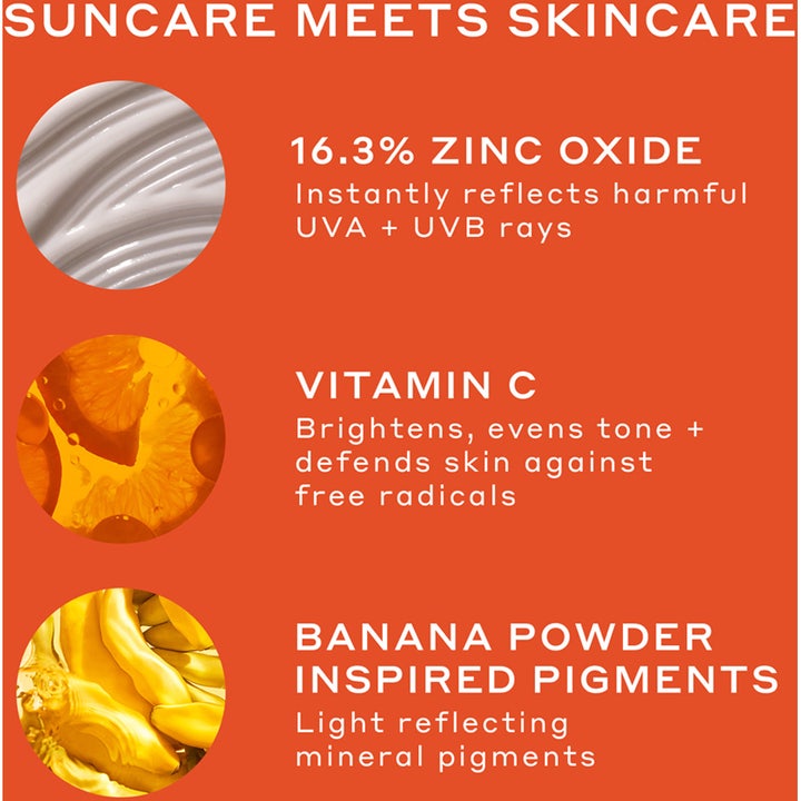 Ole Henriksen Truth Banana Bright Mineral Sunscreen SPF30 50 ml solcreme med C-vitamin og lysreflekterende pigmenter.