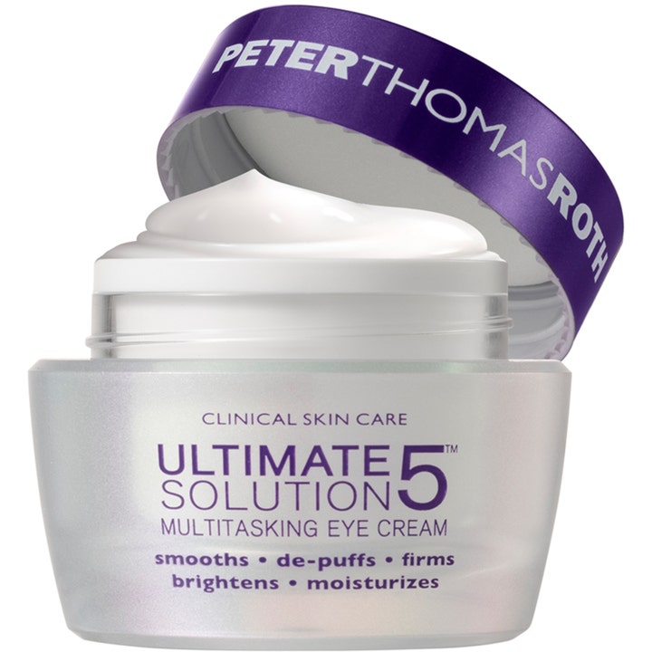 Peter Thomas Roth Ultimate Solution 5 Eye Cream 15 ml opstrammende øjencreme i krukke med hvid creme og lilla låg.