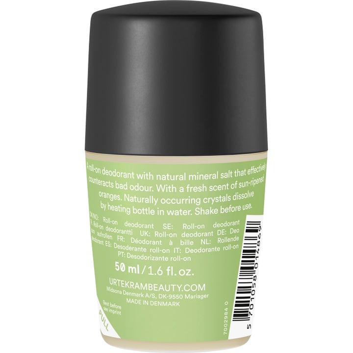 Urtekram Crystal Deo Aloe Vera 50 ml roll-on deodorant med naturligt mineralsalt set fra bagsiden