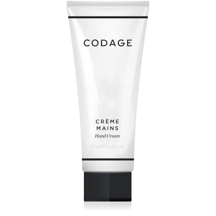Codage Crème Mains 75ml fugtgivende håndcreme i en hvid tube med minimalistisk sort tekst og et sort låg