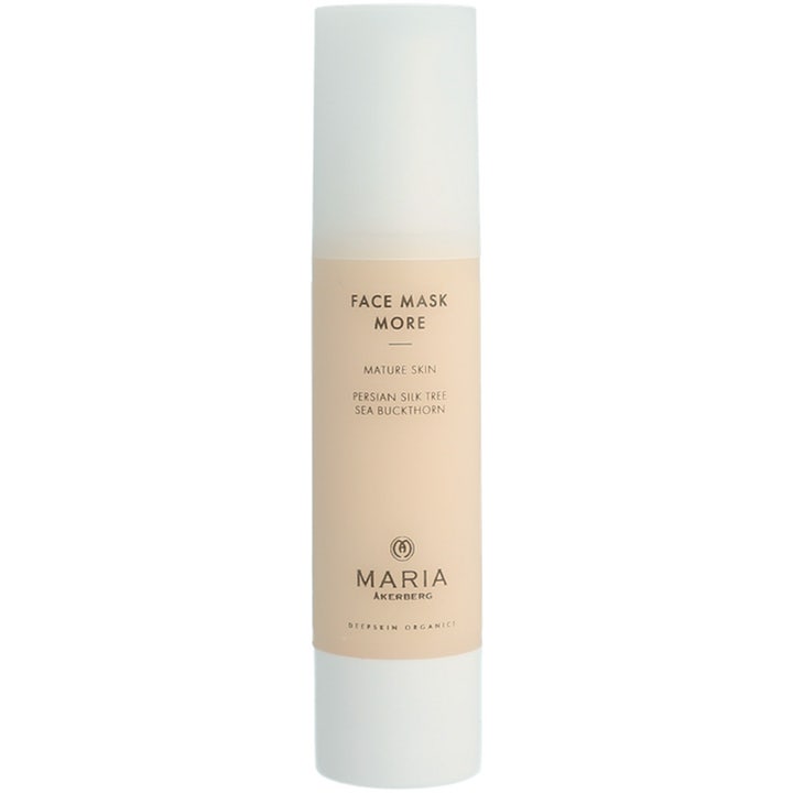 Maria Åkerberg Face Mask More 50 ml opstrammende ansigtsmaske til moden hud i hvid pumpeflaske med beige etiket