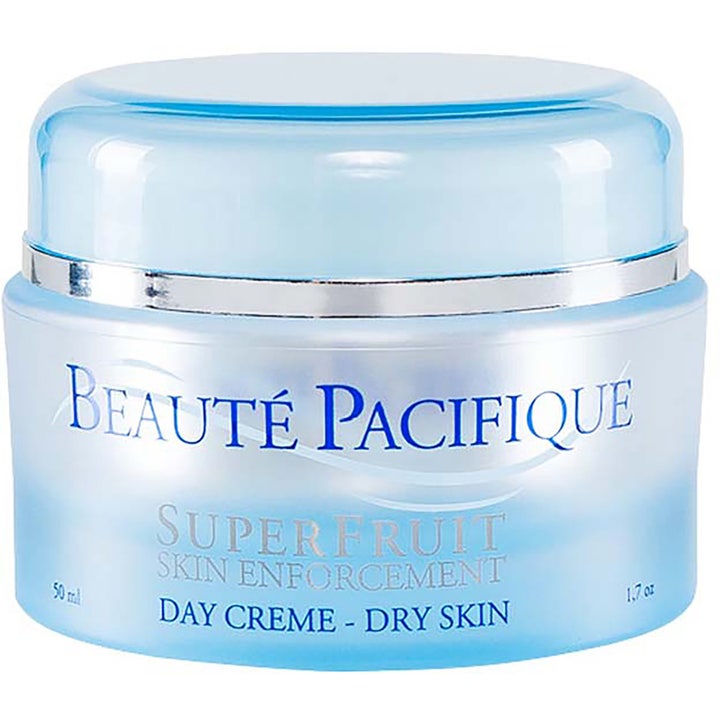 Beauté Pacifique Superfruit Skin Enforcement Day Creme 50 ml dagcreme til tør hud i lyseblå krukke med sølvkant