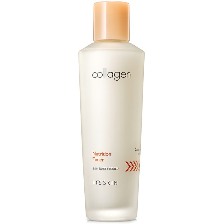 It'S SKIN Collagen Nutrition Toner 150 ml nærende ansigtstoner med kollagen i frostet hvid flaske med ferskenlåg