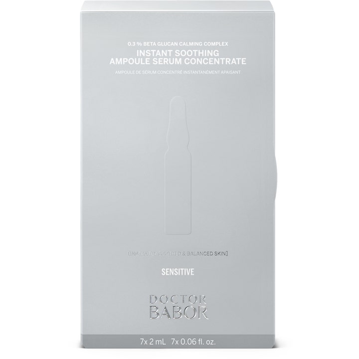 Babor Instant Soothing Ampoule Serum Concentrate 14 ml beroligende serum i sølvgrå æske med præget ampul