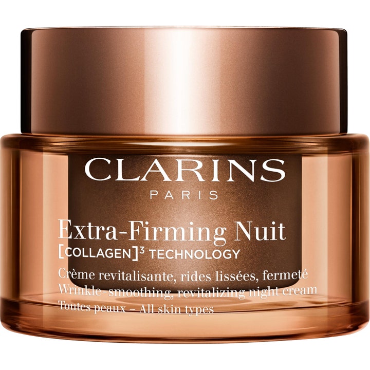 Clarins Extra-Firming Nuit 50 ml opstrammende natcreme i elegant krukke af brunt glas med metallisk låg