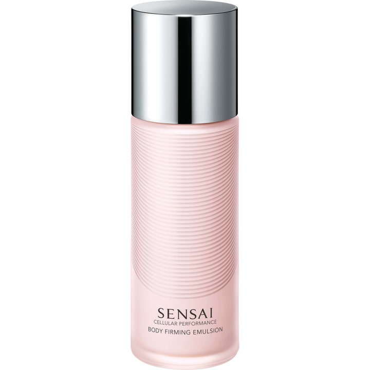 Sensai Cellular Performance Body Firming Emulsion opstrammende kropsemulsion i lyserød rillet flaske med sølvlåg