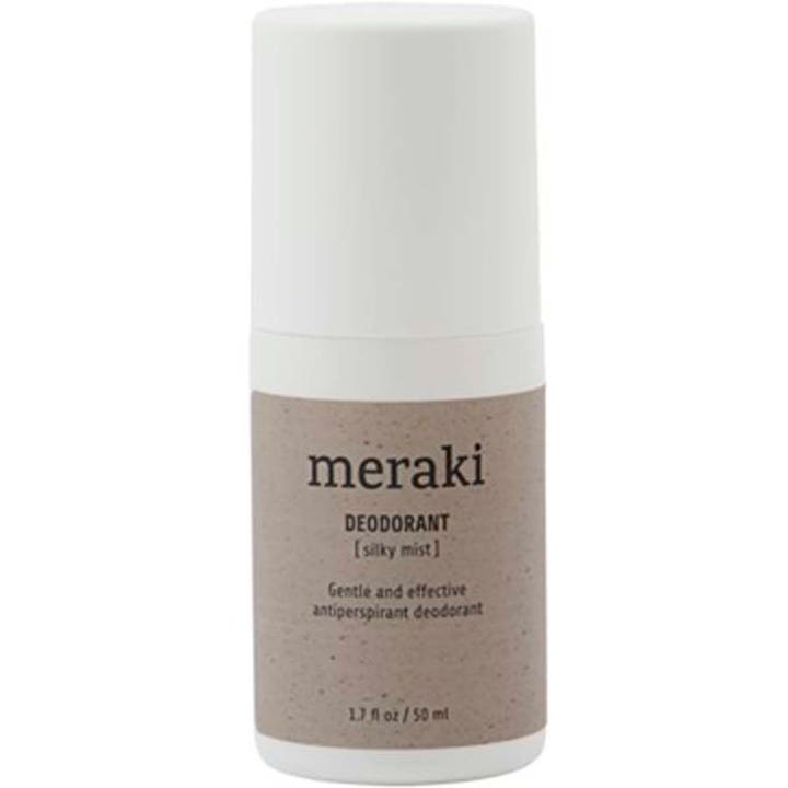 Meraki Silky Mist Deodorant 50 ml effektiv antiperspirant i hvid plastbeholder med en enkel beige mærkat