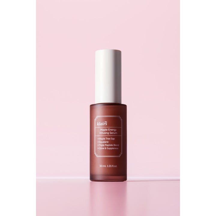 Klairs Maple Energy Infusing Serum 30 ml ansigtsserum med squalane i en brun frostet glasflaske med hvidt låg.