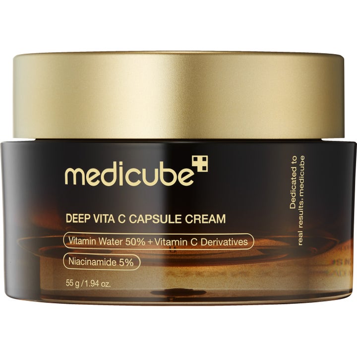 Medicube Deep Vita C Capsule Cream 55 g glødgivende ansigtscreme i mørk krukke med elegant guldskruelåg.