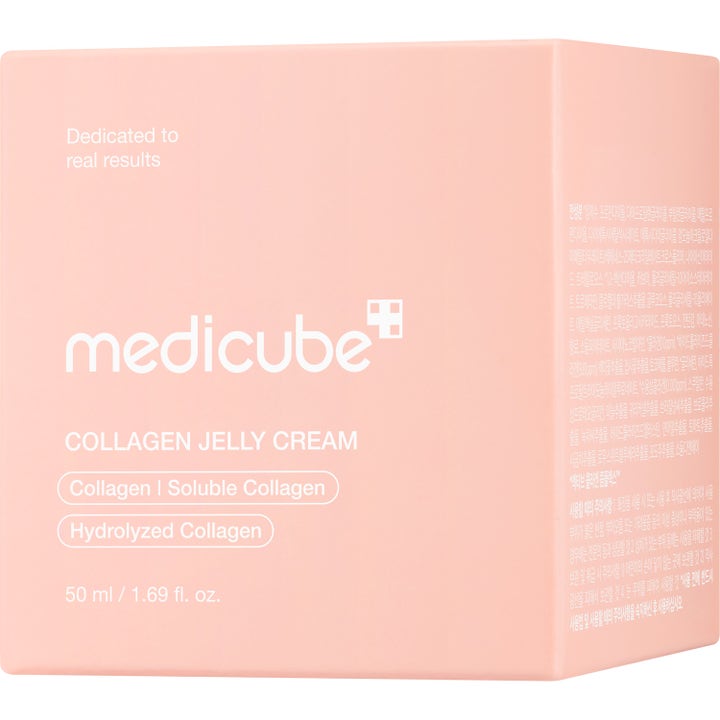 Medicube Collagen Jelly Cream 50 ml i lyserød papæske der giver glød med hydrolyseret kollagen