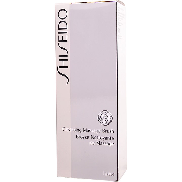 Shiseido The Skincare Cleansing Massage Brush 1 stk rensende ansigtsbørste i hvid æske med sort lodret tekst.