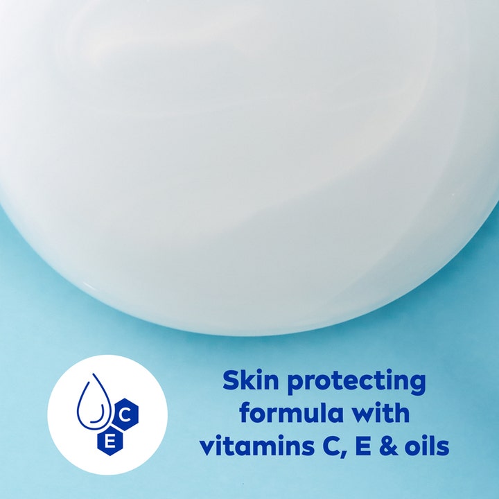 NIVEA Creme Soft Shower 250 ml plejende showergel med hvid cremet tekstur og beskyttende vitamin C, E og olier