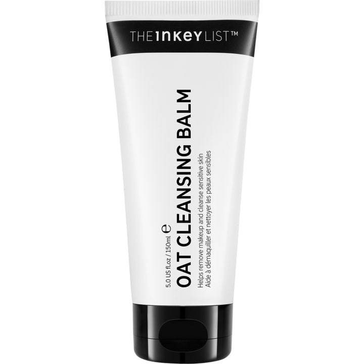 The Inkey List Oat Cleansing Balm 150 ml beroligende ansigtsrens i hvid tube med sort tekst og matchende sort låg