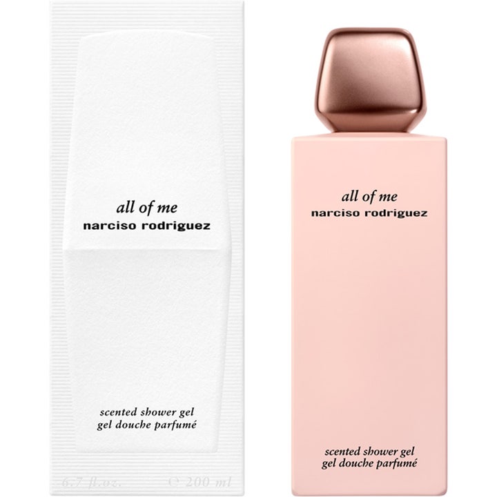 Narciso Rodriguez All Of Me Showergel 200 ml velduftende showergel i lyserød flakon med rosaguld låg og hvid æske
